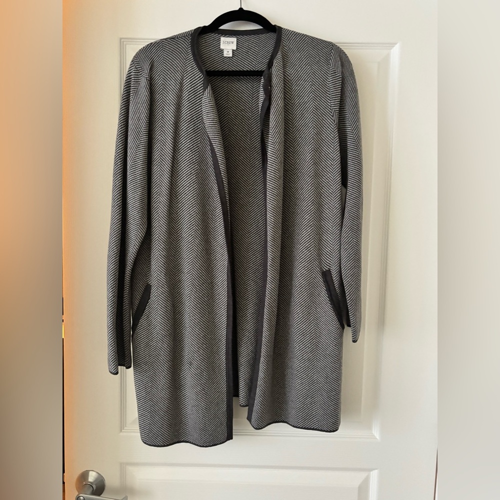 J. Crew Black and White Herringbone sweater jacket